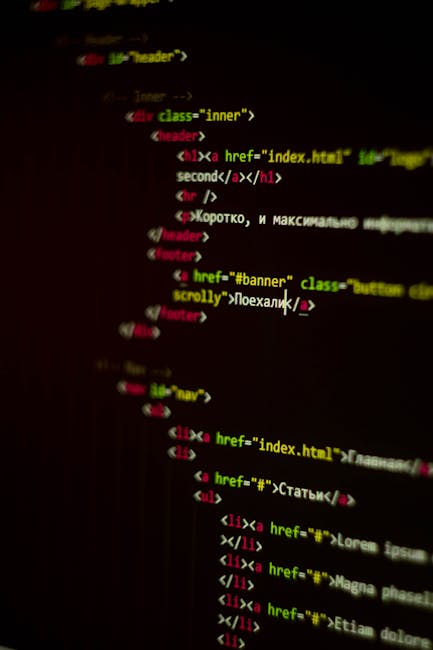 A close-up image of a computer screen displaying lines of CSS code with annotations in different colors, including yellow, white, pink, and purple, on a dark background. The code shows styling rules s